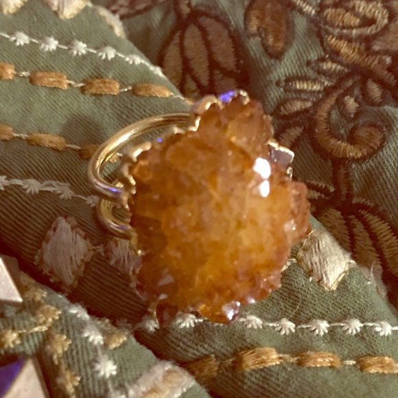Free People Jewelry - Raw Citrine, Crystal Cluster, Geo Ring, Lux Divine